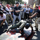 White nationalists, neo-Nazis and members of the “alt-right” clash with counterprotesters during the “Unite the Right” rally August 12, 2017 in Charlottesville, Va.